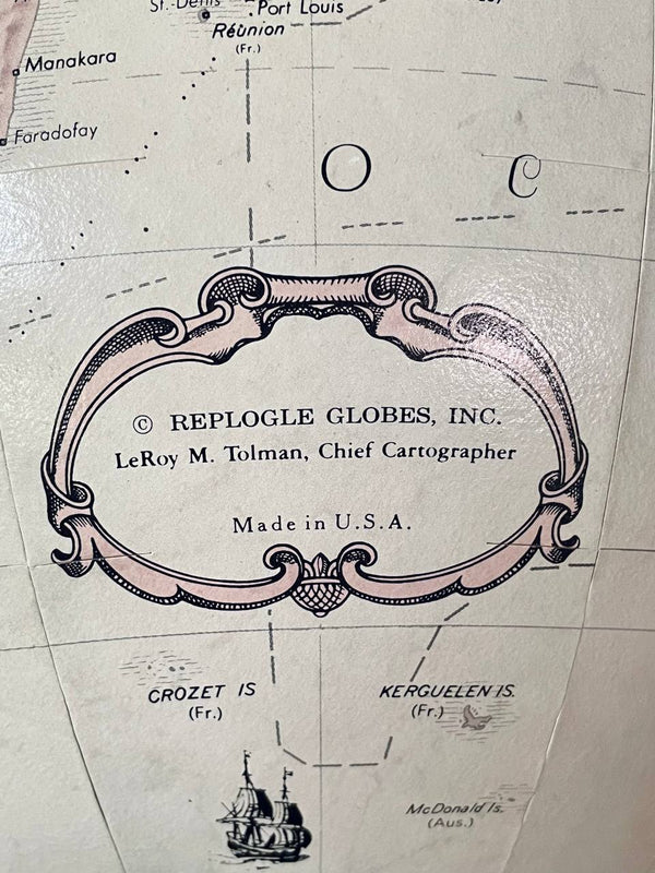 Neoclassical Style Replogle “World Classic” 16-Inch Globe on Brass Stand, c.1970’s