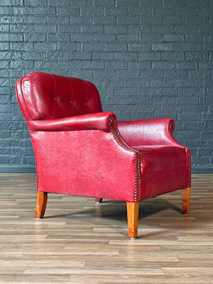 Mid-Century Modern Tufted Lounge Chair w/ Brass Tacks, c.1950’s