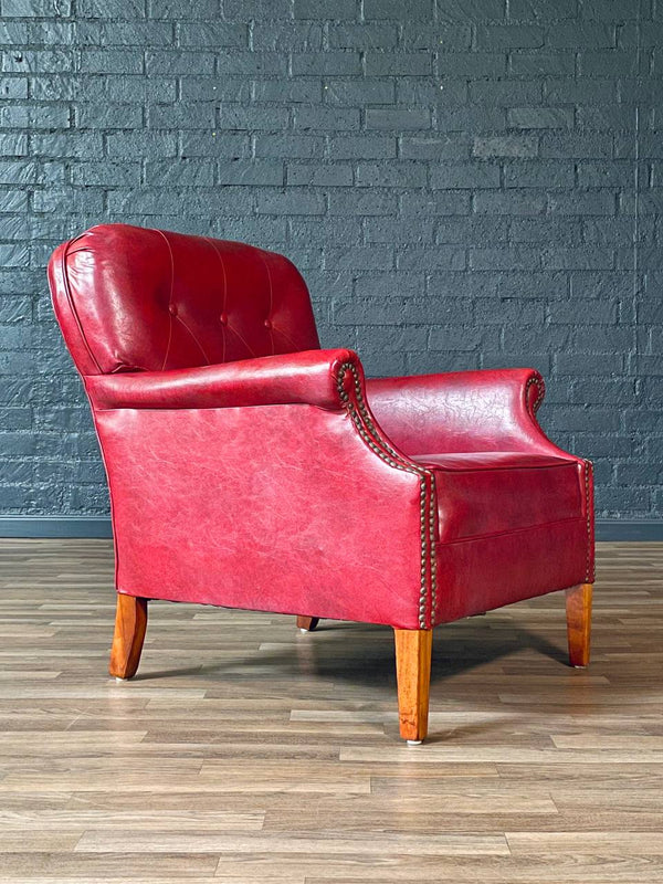 Mid-Century Modern Tufted Lounge Chair w/ Brass Tacks, c.1950’s