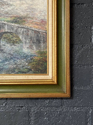 Vintage Landscape Painting of Sligachan Bridge, Scotland – Signed D.S. Duncan, 1971