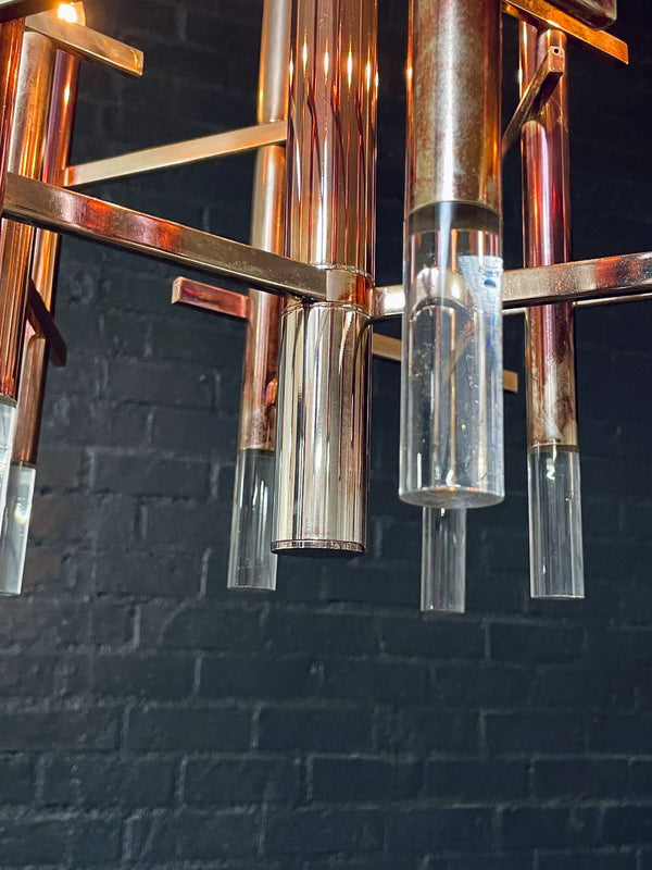 talian Mid-Century Modern Chrome & Lucite Chandelier by Gaetano Sciolari, c.1960’s