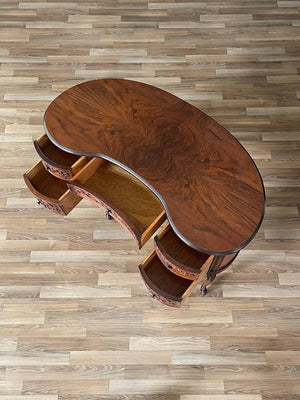 French Kidney Style Carved Writing Desk, c.1950’s