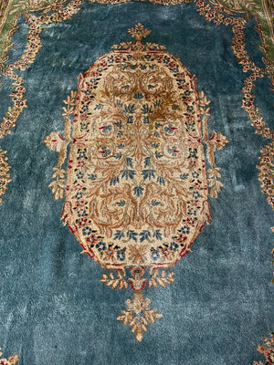Large Vintage Hand Woven Blue Wool Persian Rug, c.1970’s