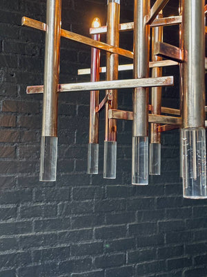Italian Mid-Century Modern Chrome & Lucite Chandelier by Gaetano Sciolari, c.1960’s