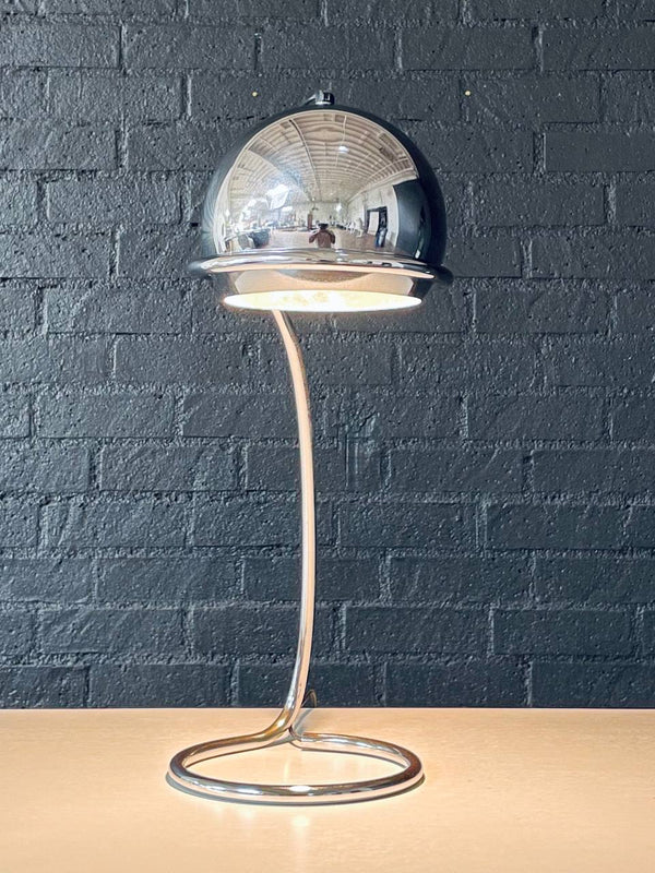 Mid-Century Space-Age Chrome Eyeball Desk Lamp w/ Loop Base, c.1960’s