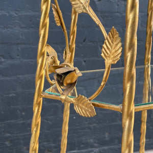 Vintage Gilt Metal & Glass Display Shelf Curio, c.1950’s