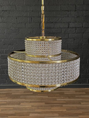 Mid-Century Modern Crystal & Brass Tier Chandelier, c.1960’s