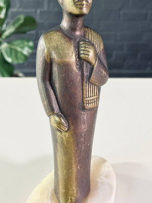 Egyptian Style Brass & Marble Figurative Sculpture