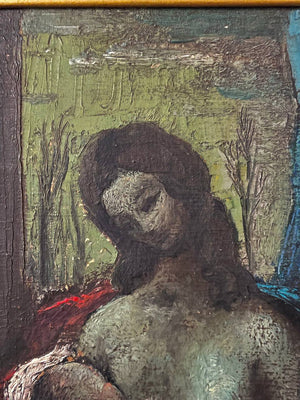 Signed Vintage European Expressionist Madonna & Child Oil Painting, c.1960’s