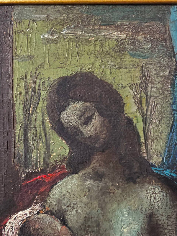 Signed Vintage European Expressionist Madonna & Child Oil Painting, c.1960’s