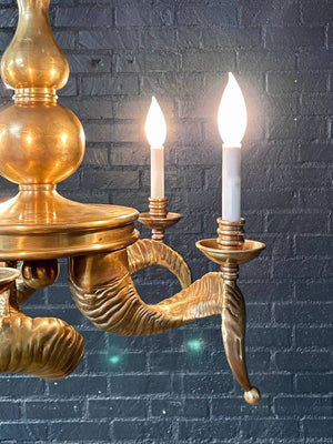 Mid-Century Modern Brass Ram Horn Chandelier by Chapman, c.1960’s