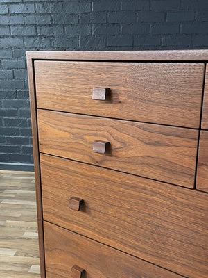 Mid-Century Modern Sculpted Walnut Highboy Dresser by Barzilay