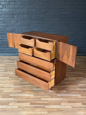 Mid-Century Modern Walnut Highboy Dresser by Young Manufacturer, c.1960’s