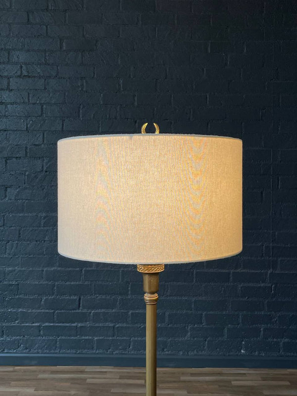 Antique French Neoclassical Style Gilt Bronze & Onyx Floor Lamp w/ Winged Caryatids, c.1930s
