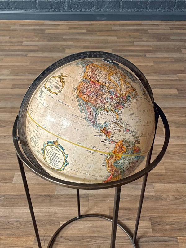 Mid-Century Modern Replogle Floor Globe w/ Brass Stand, c.1970’s
