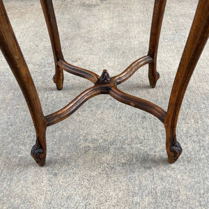 French 1930s Louis XV Style Table with Marble Too & Carved Decorations