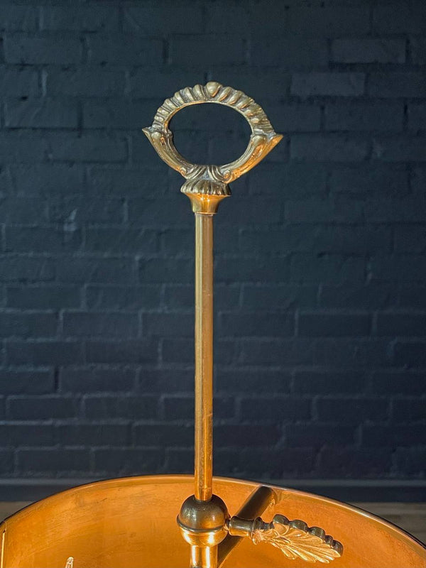 Vintage French Bouillette Double Brass Table Lamp with Tole Shade, c.1960’s