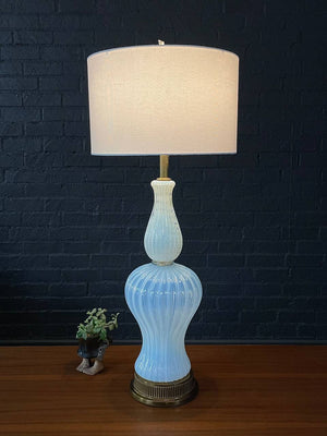 Vintage Italian Beige Murano Glass Table Lamp, c.1960’s