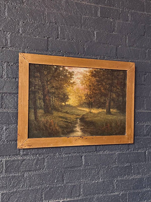 Vintage American Tonalist Oil Painting of Woodland Stream, c.1920’s