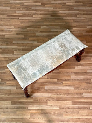 Antique Ornately Carved Italian Baroque Style Walnut Bench w/ Claw Feet, c.1920’s