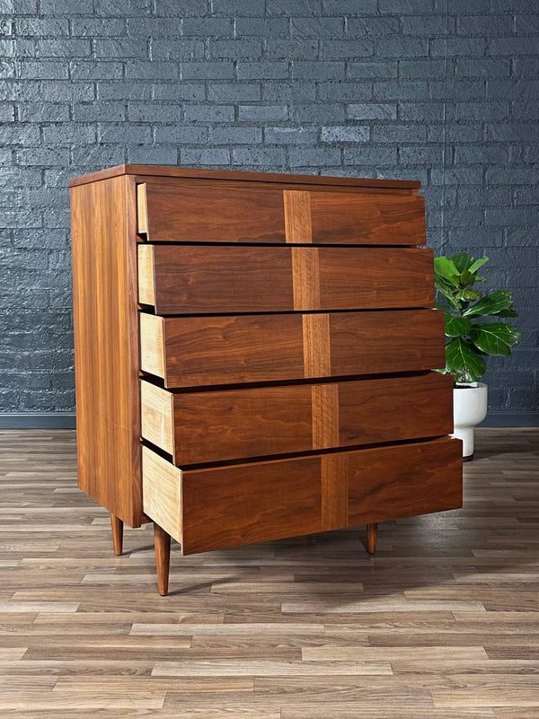 Mid-Century Modern Walnut Highboy Dresser by Ward Furniture, c.1960’s