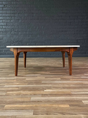 Mid-Century Modern Round Marble & Walnut Coffee Table, c.1960’s