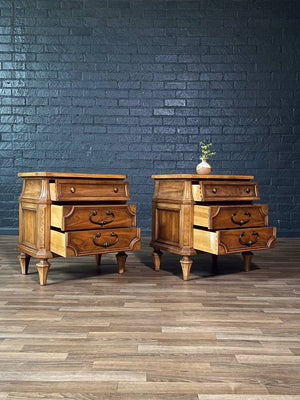 Pair of Vintage American Traditional Night Stands w/ Travertine Tops, c.1950’s
