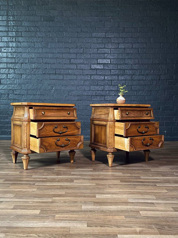 Pair of Vintage American Traditional Night Stands w/ Travertine Tops, c.1950’s