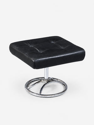 Scandinavian Modern “Stressless” Chrome & Black Leather Ottoman by Ekornes, c.1970’s