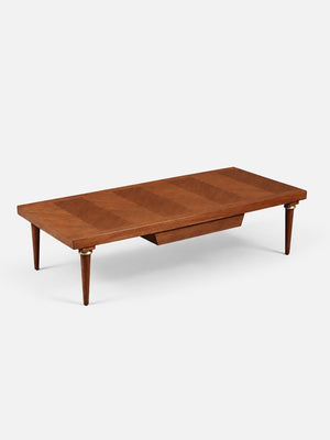 Mid Century Modern Walnut & Brass Coffee Table by American of Martinsville, c.1960's