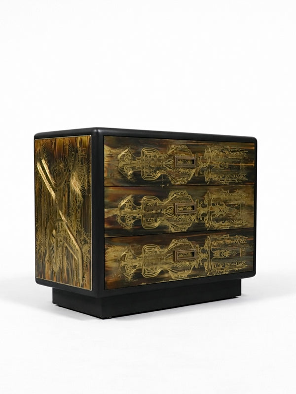 Bernhard Rohne Acid Etched Brass Dresser for Mastercraft, c.1970’s