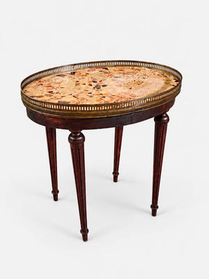 French Louis XVI Revival Breccia Marble & Brass Side Table, c.1940's