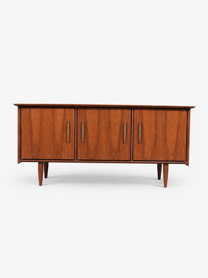 Mid Century Modern Solid Walnut 3-Door Credenza by Ace-Hi, c.1960's