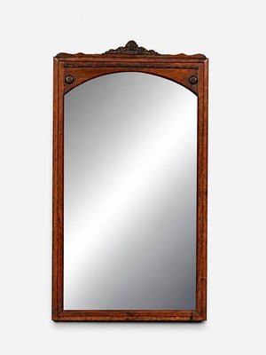 Victorian Renaissance Revival Wood Wall Mirror with Ornate Crest, c.1930's