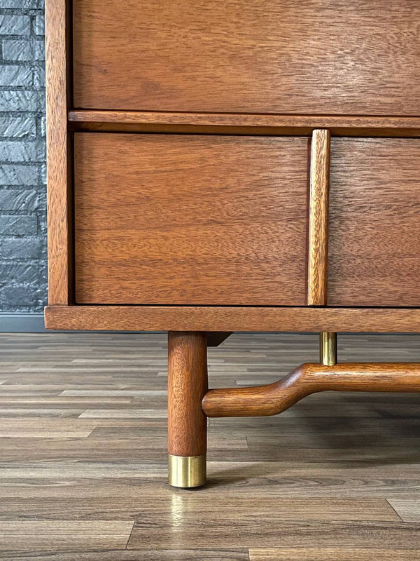 Mid-Century Modern Highboy Dresser w/ Brass Accents, c.1960’s
