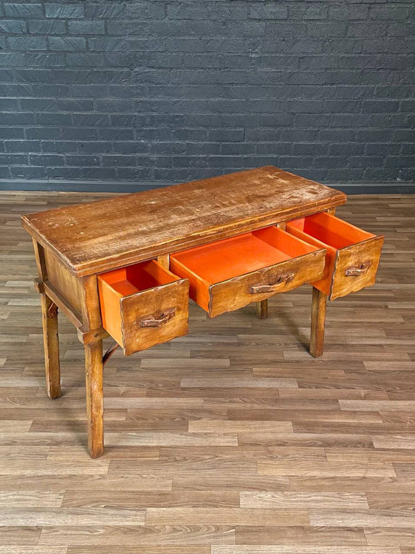 Early Californian Monterey Spanish Ranch Style Maple Desk, c.1930’s