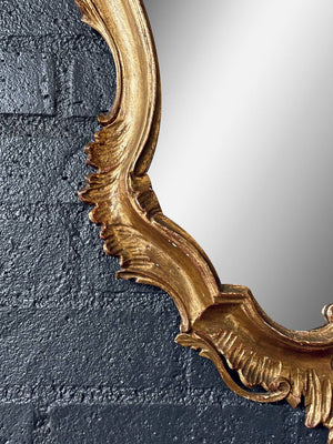 Italian Rococo Style Giltwood Mirror w/ Carved Acanthus Leaves, c.1950’s