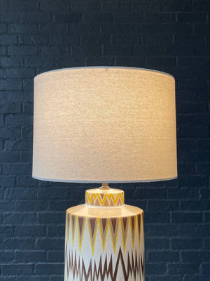 Mid-Century Modern Ceramic Table Lamp w/ Geometric Zig-Zag Pattern, c.1960’s