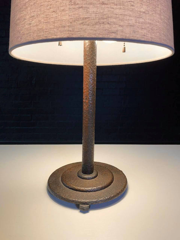 Mid-Century Modern Brutalist Hammered Table Lamp, c.1950’s