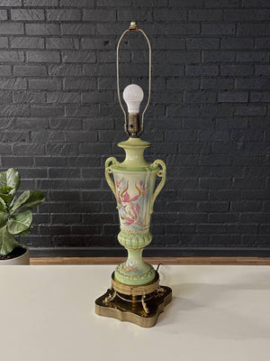 Pair of Vintage Pair of Green Porcelain Urn Shape Table Lamps, c.1960’s