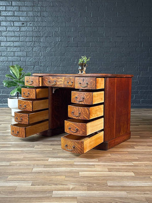 Antique English Arts & Crafts Oak Writing Desk, c.1920’s