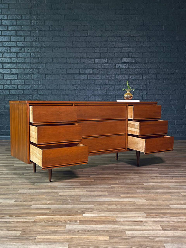 Mid-Century Modern 9-Drawer Walnut Dresser by Dixie, c.1960’s