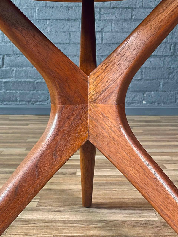 Mid-Century Modern Round Walnut Side Table w/ Sculpted Tripod Base, c.1960’s