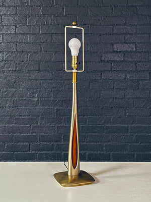 Richard Barr Brass & Walnut Table Lamp for Laurel, c.1960’s