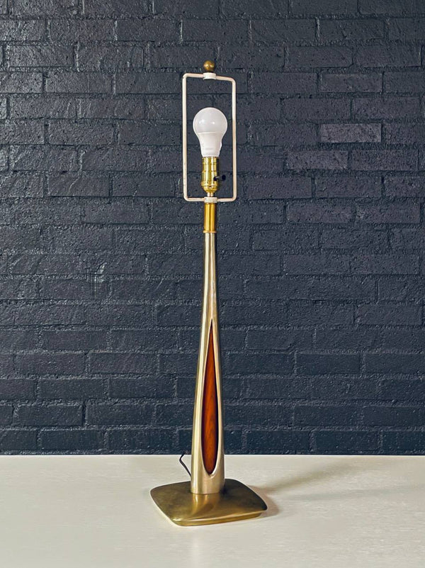 Richard Barr Brass & Walnut Table Lamp for Laurel, c.1960’s