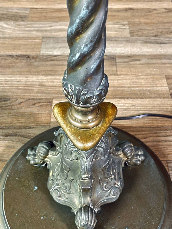 Tiffany Style Art Nouveau Style Floor Lamp w/ Slag Glass Shade, c.1940’s