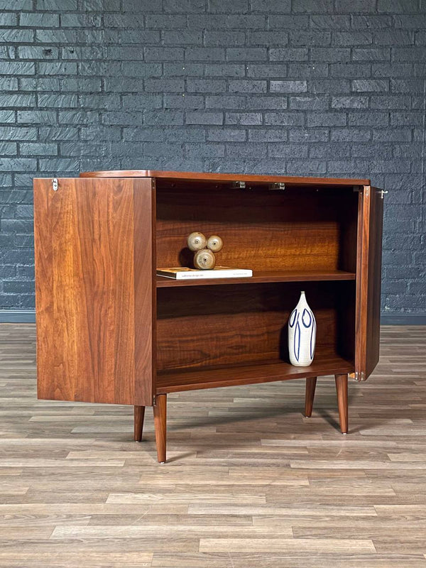 Mid-Century Modern Sculpted Walnut Bow-Front Cabinet, c.1960’s