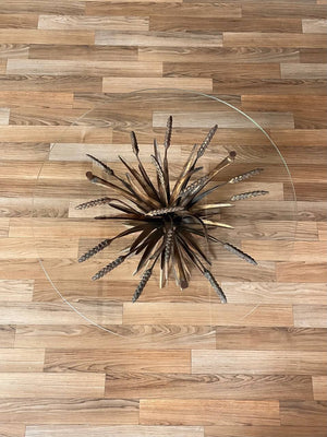 Italian Mid-Century Hollywood Regency Sheaf of Wheat Side Table w/ Glass Top, c.1950’s