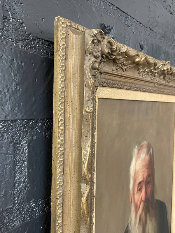 Antique California Portrait Oil Painting of Old Man by Wanda Neumann, c.1920’s