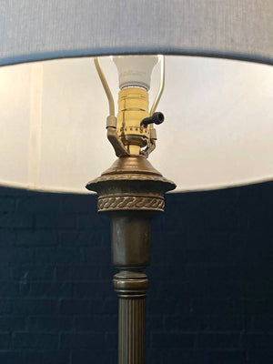 Antique French Neoclassical Style Gilt Bronze & Onyx Floor Lamp w/ Winged Caryatids, c.1930s